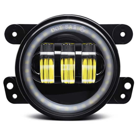 4" Round Jeep Wrangler LED Fog Lights - Angel Eye Halo Series - Jeep Wrangler Headlights product image