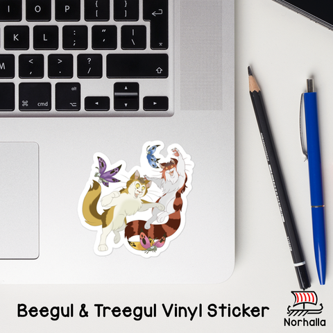 Freyja's cats, Beegul & Treegul are on vinyl - vinyl sticker that is! Decorate your laptop, water bottle, or notebook with some adorable designs, and make everything a little more special. norhalla.com