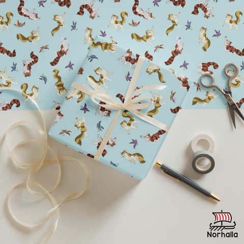 Wrap your gifts in style with Freyja's cats Beegul & Treegul! Norhalla.com
