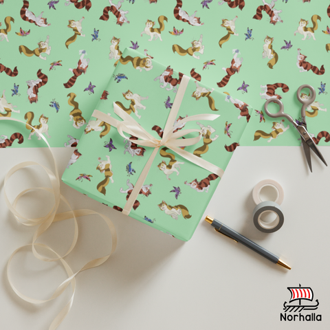 Wrap your gifts in style with Freyja's cats Beegul & Treegul! Get three high-quality, matte-finished premium wrapping paper sheets and add a touch of fun to birthdays, holidays, and other celebrations. Norhalla.com