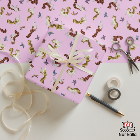 Wrap your gifts in style with Freyja's cats Beegul & Treegul! Get three high-quality, matte-finished premium wrapping paper sheets and add a touch of fun to birthdays, holidays, and other celebrations. Norhalla.com