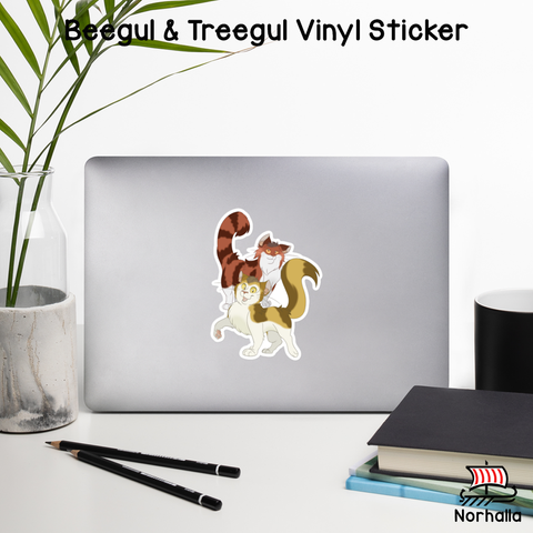 Vinyl sticker featuring Freyja's cats, Beegul & Treegul! Norhalla.com