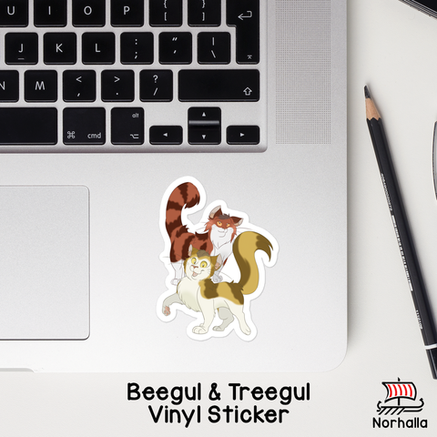 Vinyl sticker featuring Freyja's cats, Beegul & Treegul! Norhalla.com