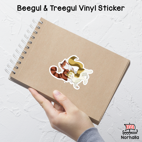 Vinyl sticker featuring Freyja's cats, Beegul & Treegul! Norhalla.com