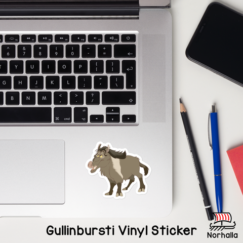 Freyr's boar Gullinbursti vinyl sticker available in 3 sizes! norhalla.com