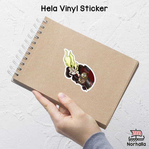 Norse goddess and ruler of Hel, Hela is available on a vinyl sticker in 3 sizes! Norhalla.com