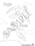 10 pack of Norhalla's animals coloring pages digital download for print. These coloring pages feature 10 animals from our beloved children's book series: Beegul & Treegul, Geri & Freki, Gullinbursti, Hugin & Munin, Nott Otta, Sleipnir, Toothgnasher, Toothgrinder, and Vedfolnir. norhalla.com