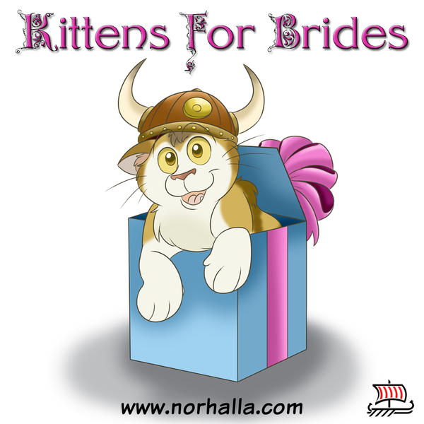 Kittens for Viking Brides tradition with Beegul, Freyja's cat as a gift. Copyright Norhalla.com