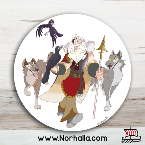 Odin round vinyl sticker.