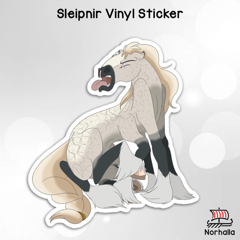 Norse god Odin's eight-legged horse is available on a vinyl sticker in 3 sizes! Norhalla.com