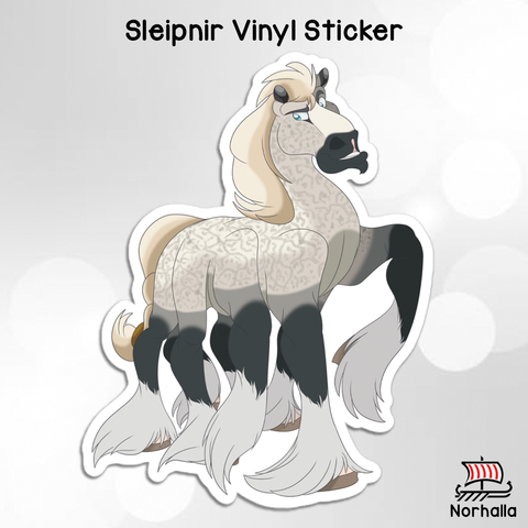 From our Norse children's books series, we bring you Sleipnir in this awesome vinyl sticker available in 3 sizes!  Norhalla.com