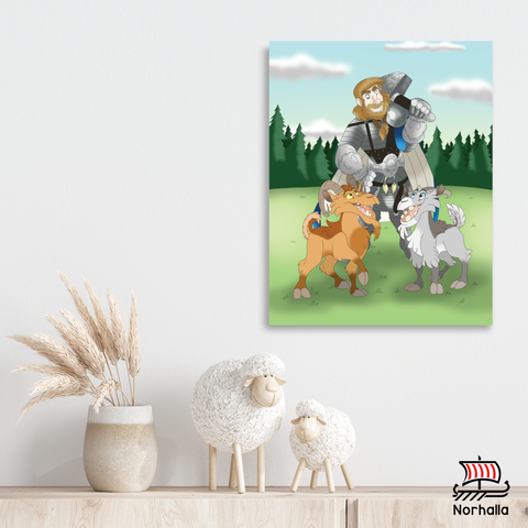 Ready to frame or hang as-is, Thor with his goats Toothgnasher and Toothgrinder are printed on museum-quality thick matte paper. Norhalla.com