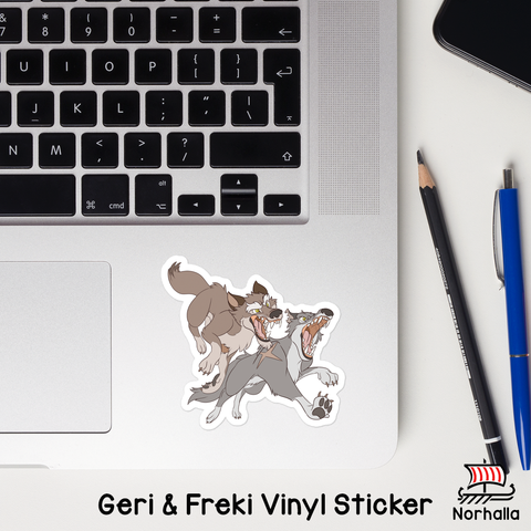 Odin's wolves Geri & Freki vinyl sticker! Norhalla.com