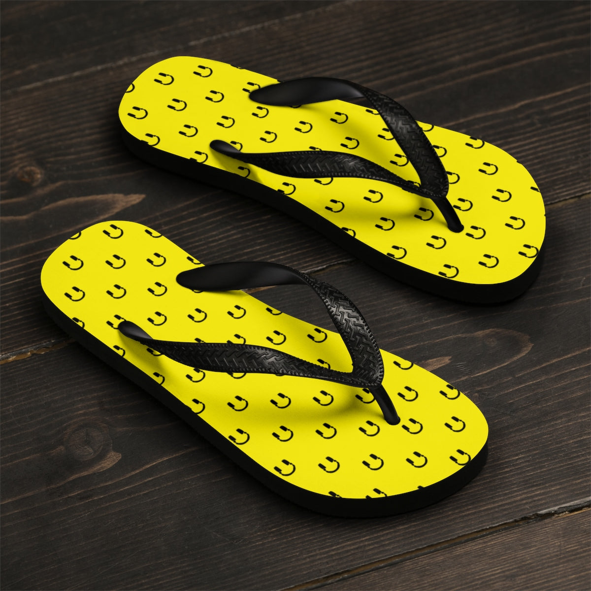 yellow dot flip flops