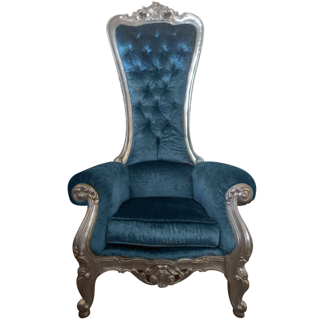 Blue Princess Adult Royal Chair Platinum Prop Rentals