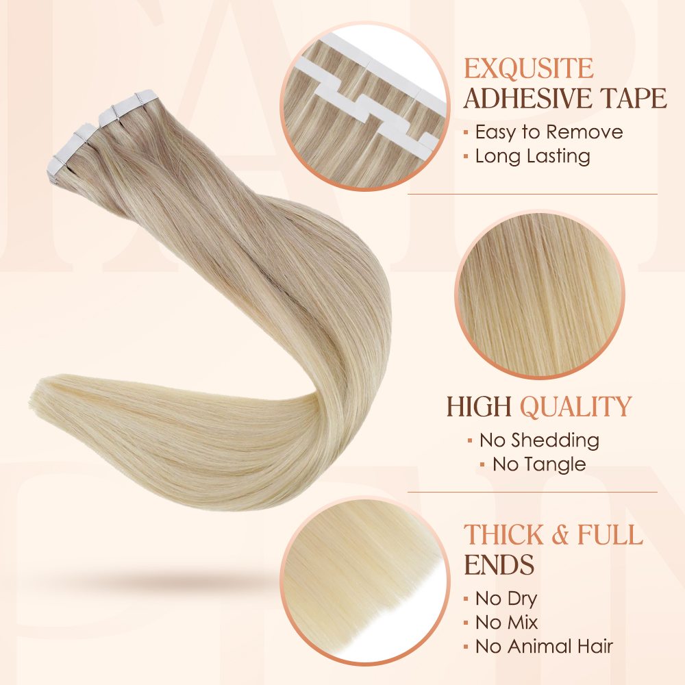 Seamless Tape HairRemy Human Hair Premium White Adhesive Tape – Full Shine