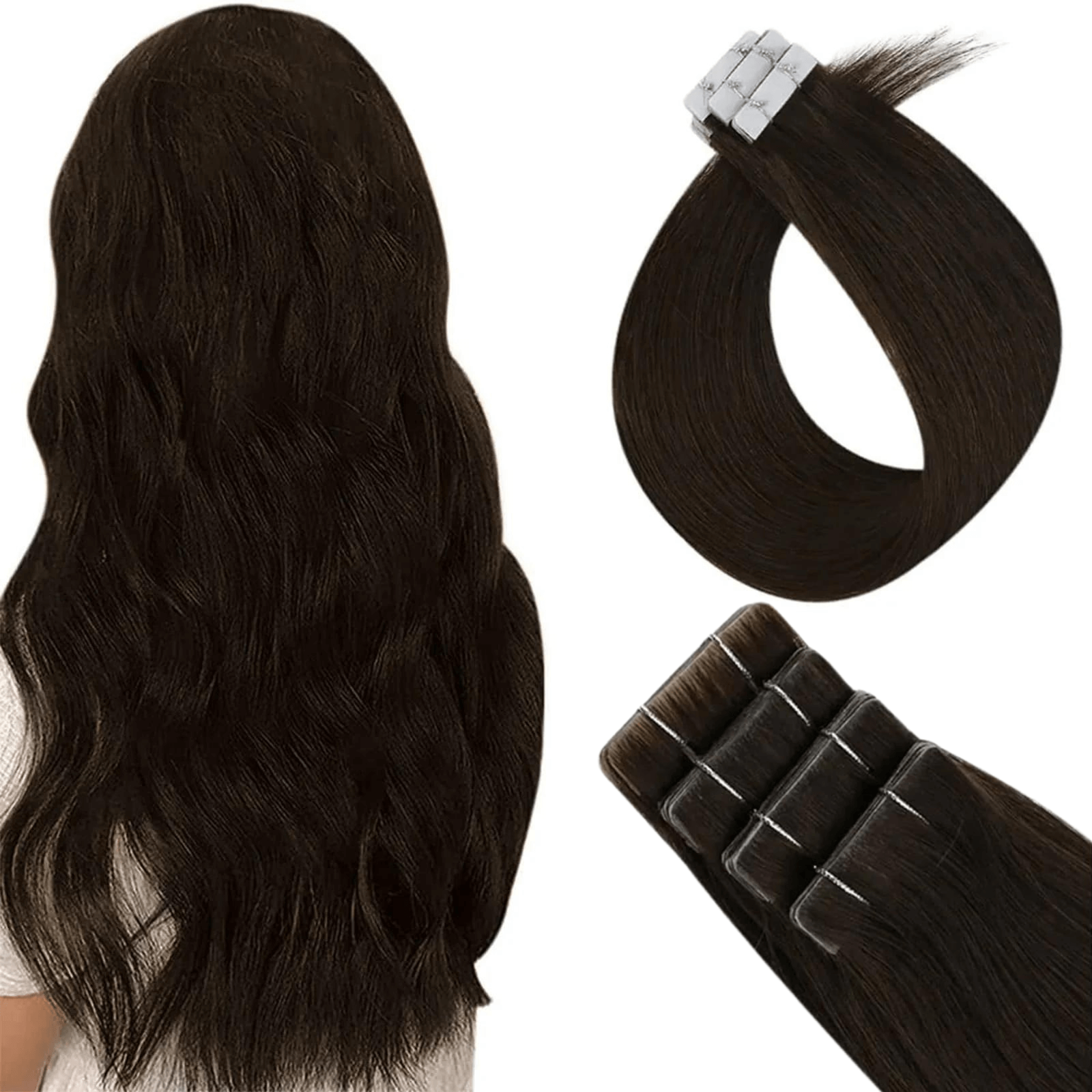 Full Shine Virgin Human Hair Seamless Injection Tape in Extensions Darkest Brown (#2) - Full Shine product image