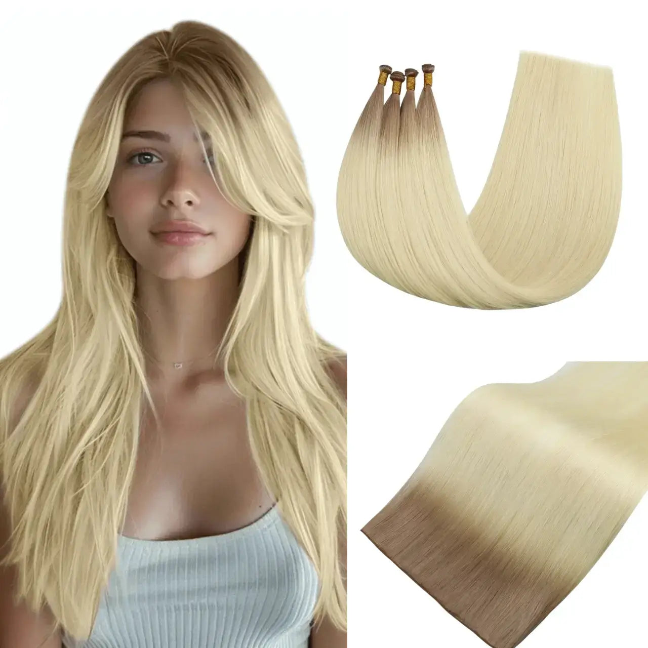 Virgin Genius Weft Hair Extensions Ombre Blonde #R8T60