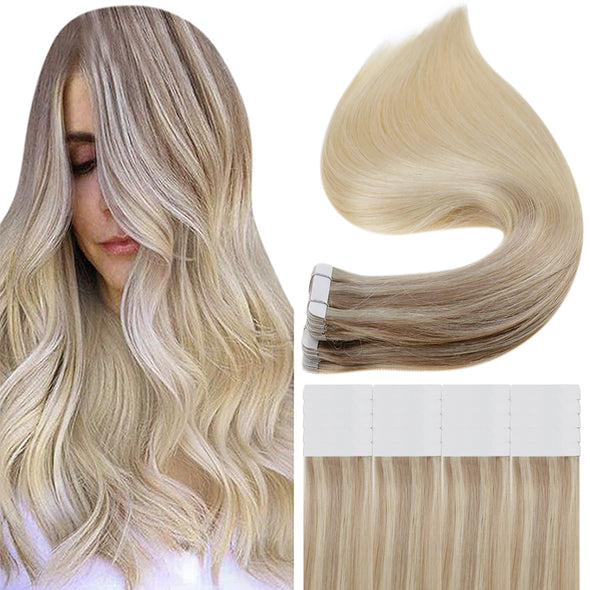 Full Shine Tape in Hair Extensions 100% Remy Human Hair 20 Pieces 50 ...