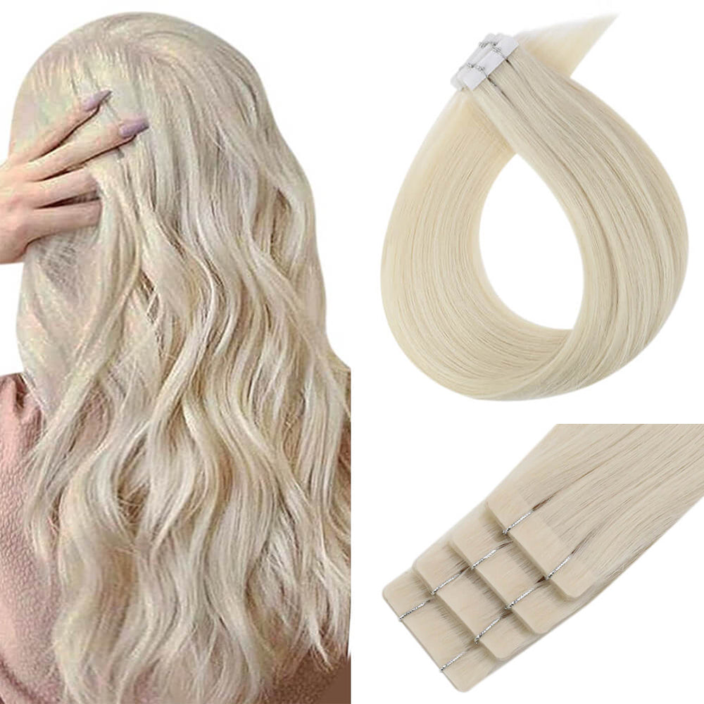 Full Shine Seamless Injection Tape in Extensions Platinum Blonde Virgin Human Hair (#60) - Full Shine product image