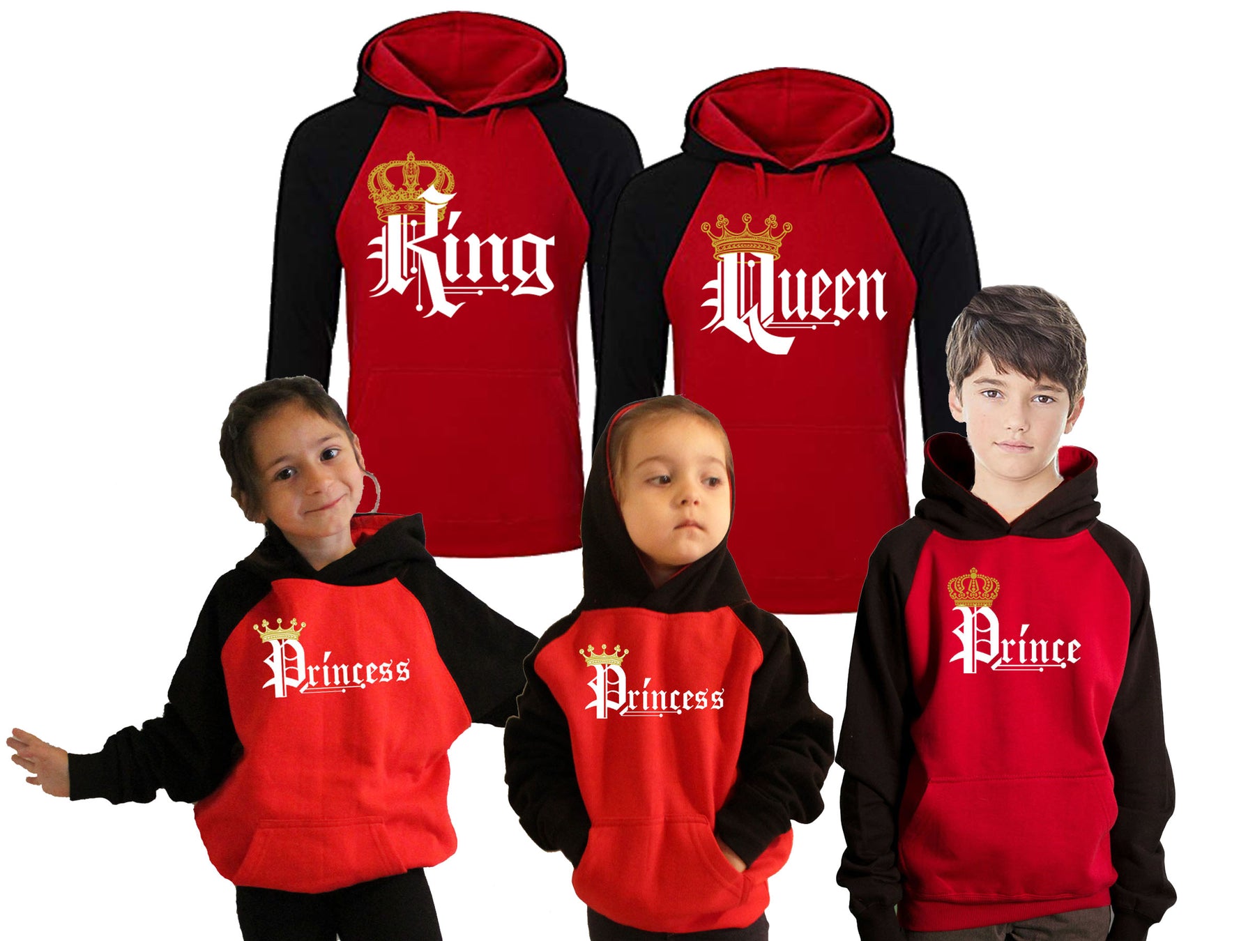 king and queen hoodies red and black