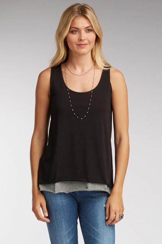 Womens Tank Top Gray Double Layer Tank – Indigenous