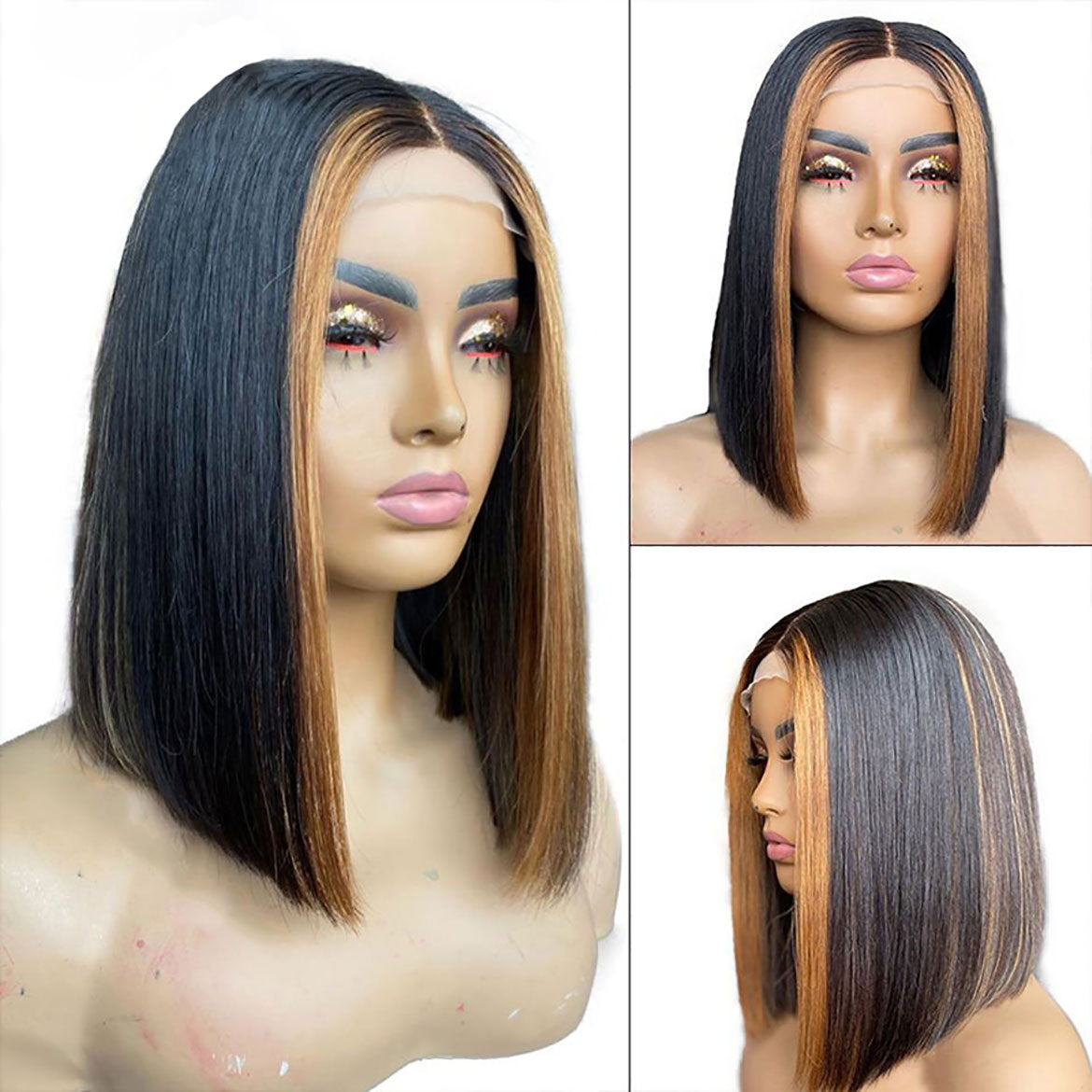 Highlights Streaks In Lace Front Wigs