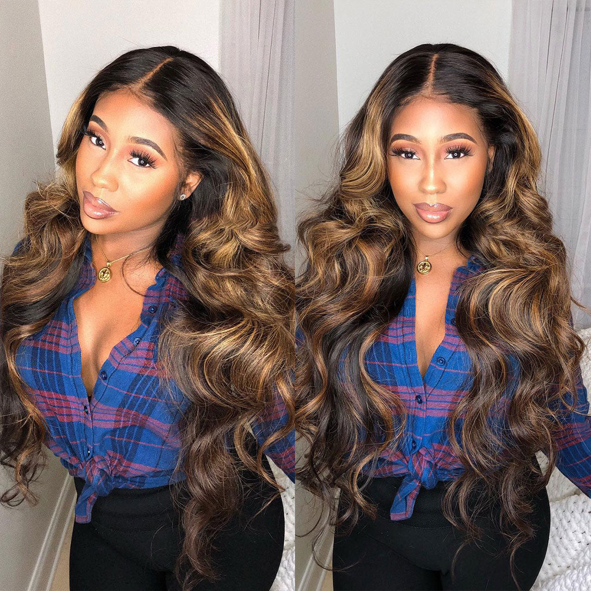 Highlight Human Hair Colored Wigs