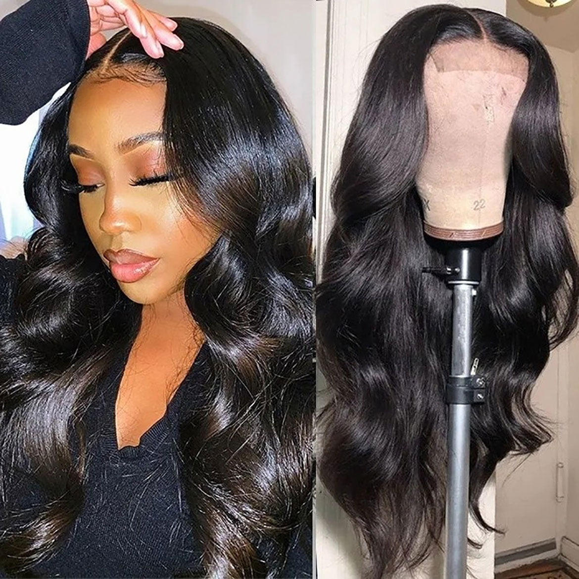 VRBest Soft 4x4 Lace Closure Wigs Body Wave Human Hair Wigs