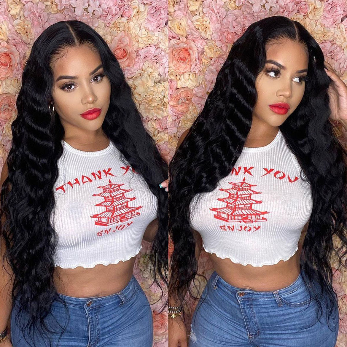 4x4 Lace Closure Wigs Loose Deep Wave Human Hair Wigs