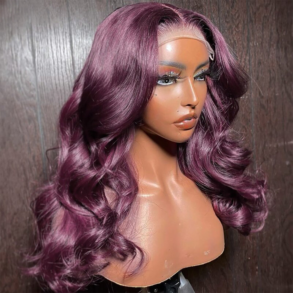 Burgundy Lace Front Human Hair Wigs