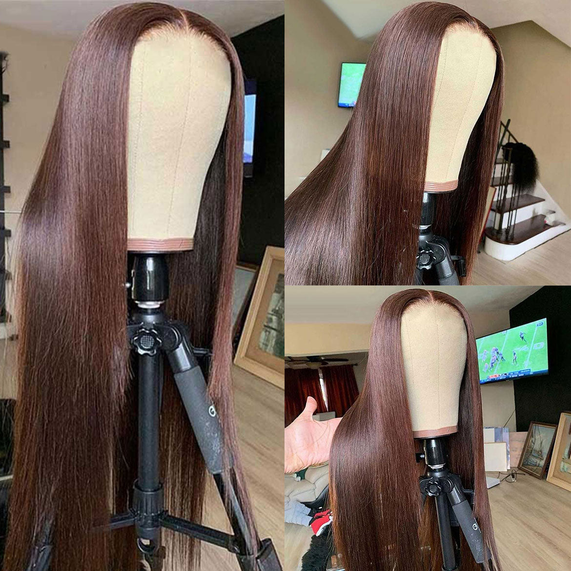 VRBest 4#Brown Straight Colored Wigs