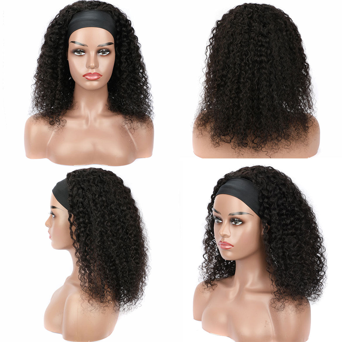 Curly Headband Wigs Human Hair