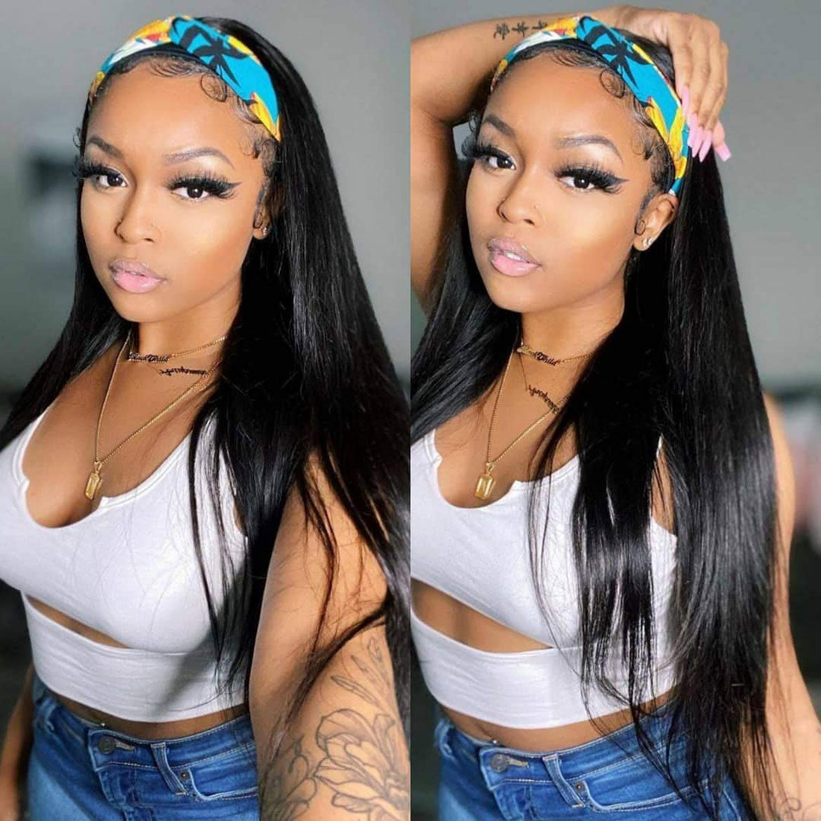 VRBest Straight Headband Wigs Human Hair