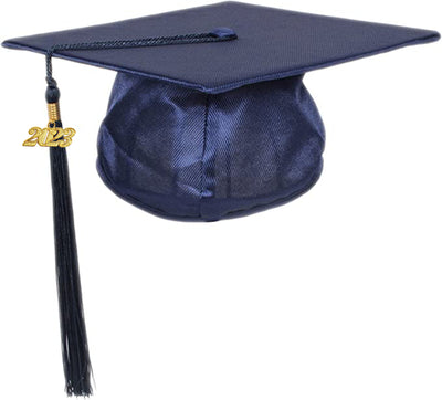 Shiny Navy Graduation Cap and Tassel, Cap and Gown Direct