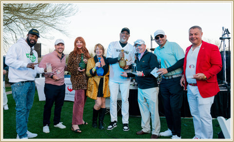 Doreen Sullivan at the Gridiron Greats Golf Classic with Jim McMahon