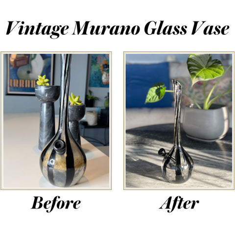 Doreen's Vintage Murano Glass My Bud Vase Bong Before Cleaning and After