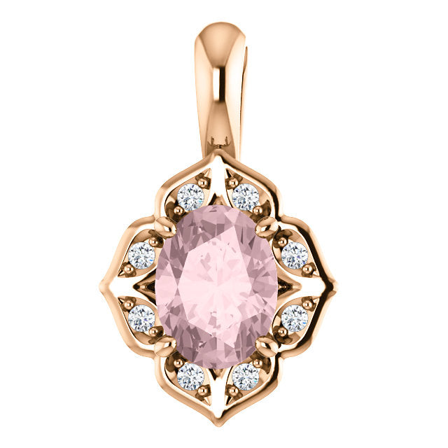 Morganite and Diamond Pendant