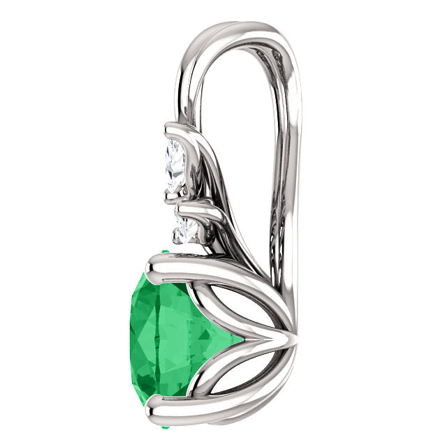 Emerald and Diamond Floral Pendant