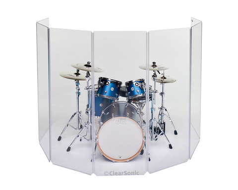 ClearSonic A2466x7 7-panel drum shield around a 5-piece drum kit