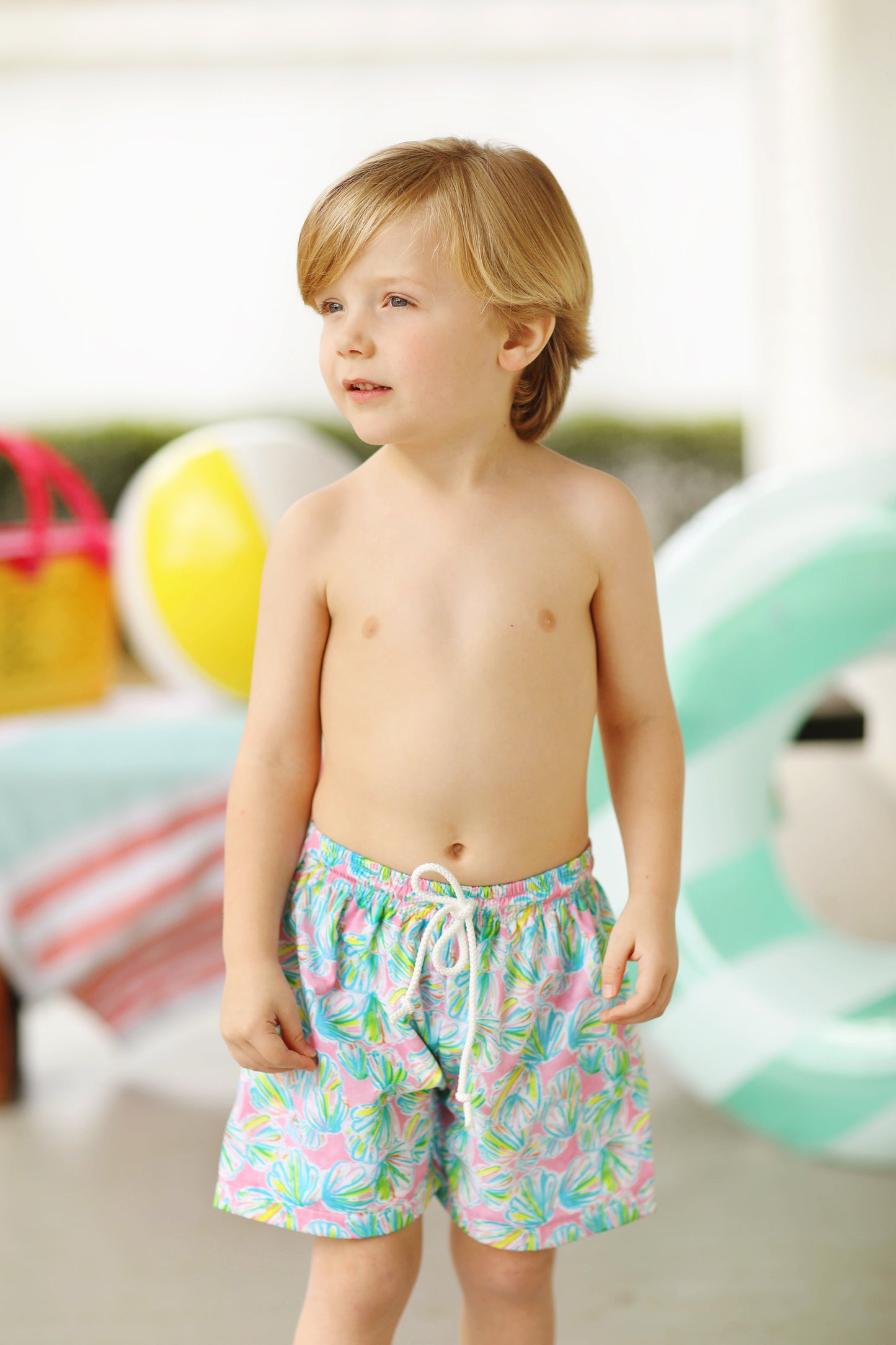 Giles Swim Short Light Blue and Pink