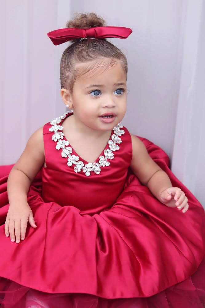 wine red baby dress