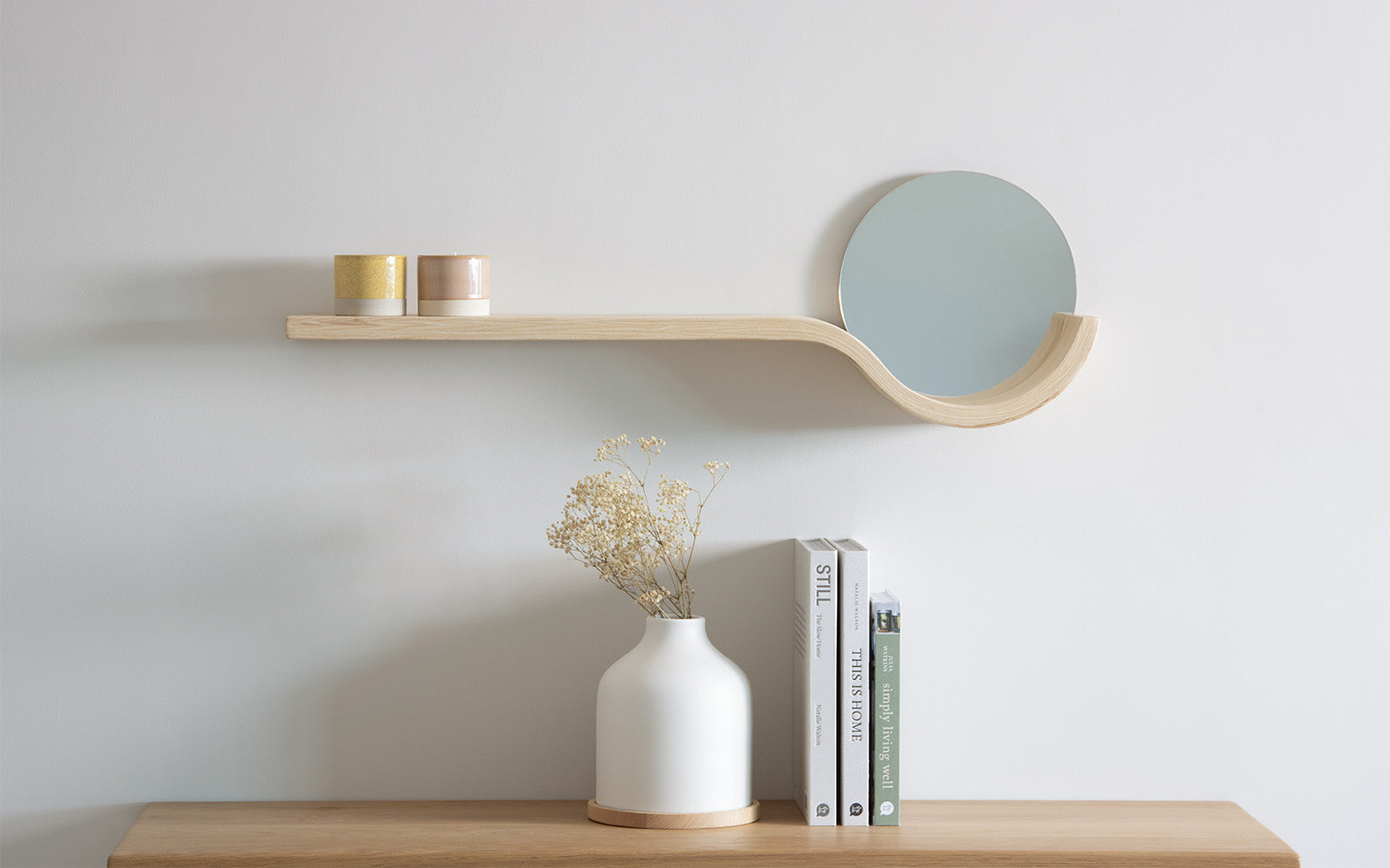 tom raffield esun shelf with mirror