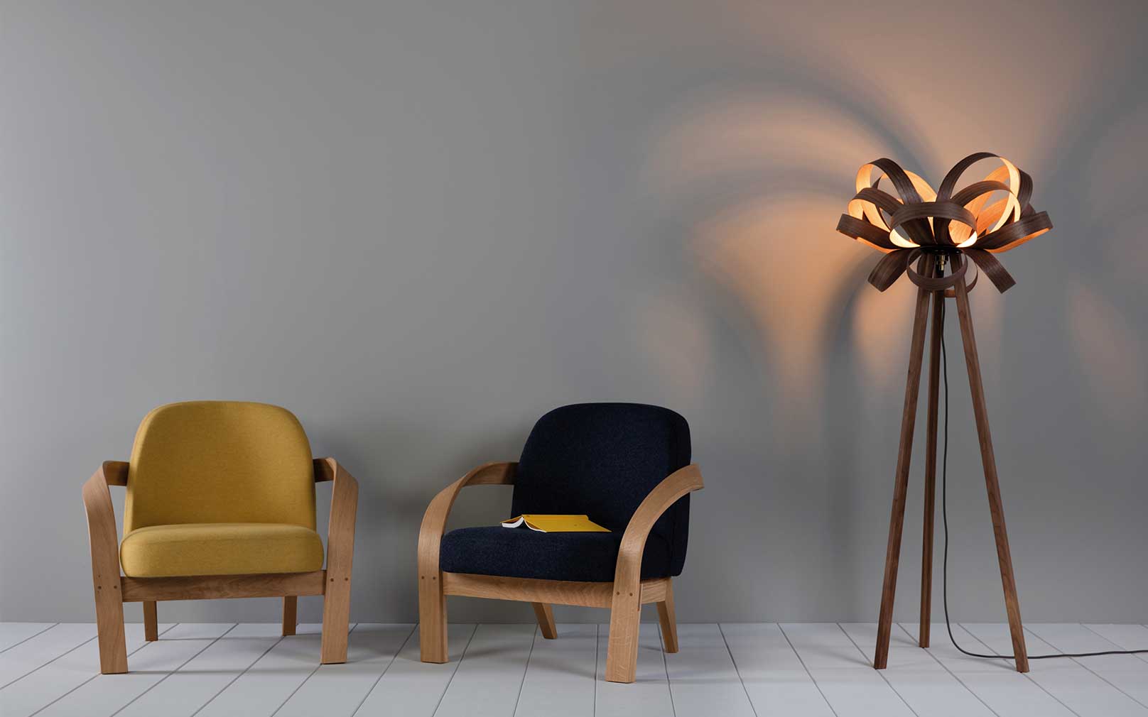 arbor arm chair and skipper floor light