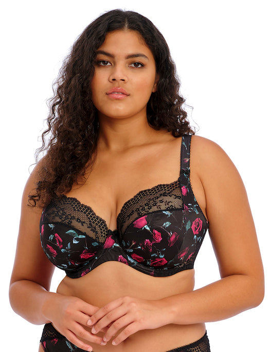 New Look Black DD+ Floral Lace Diamante Push Up Bra