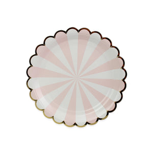 pink and white paper plates