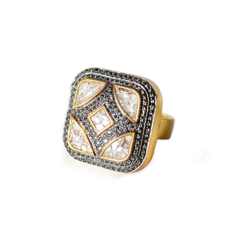 IMEK BLACK DIAMOND GOLD VERMEIL RING