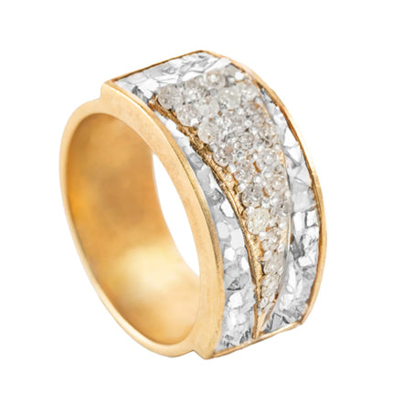 vermeil gold base ring with raw diamonds