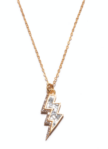 18K gold diamond lightning bolt pendant necklace