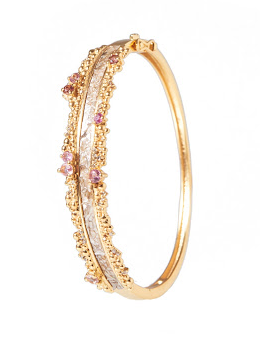 Pink Tourmaline Diamond Bangle Bracelet